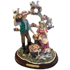 The Messina Collection Figurine Love Birds, Dog Beehive 11" Tall Cottage